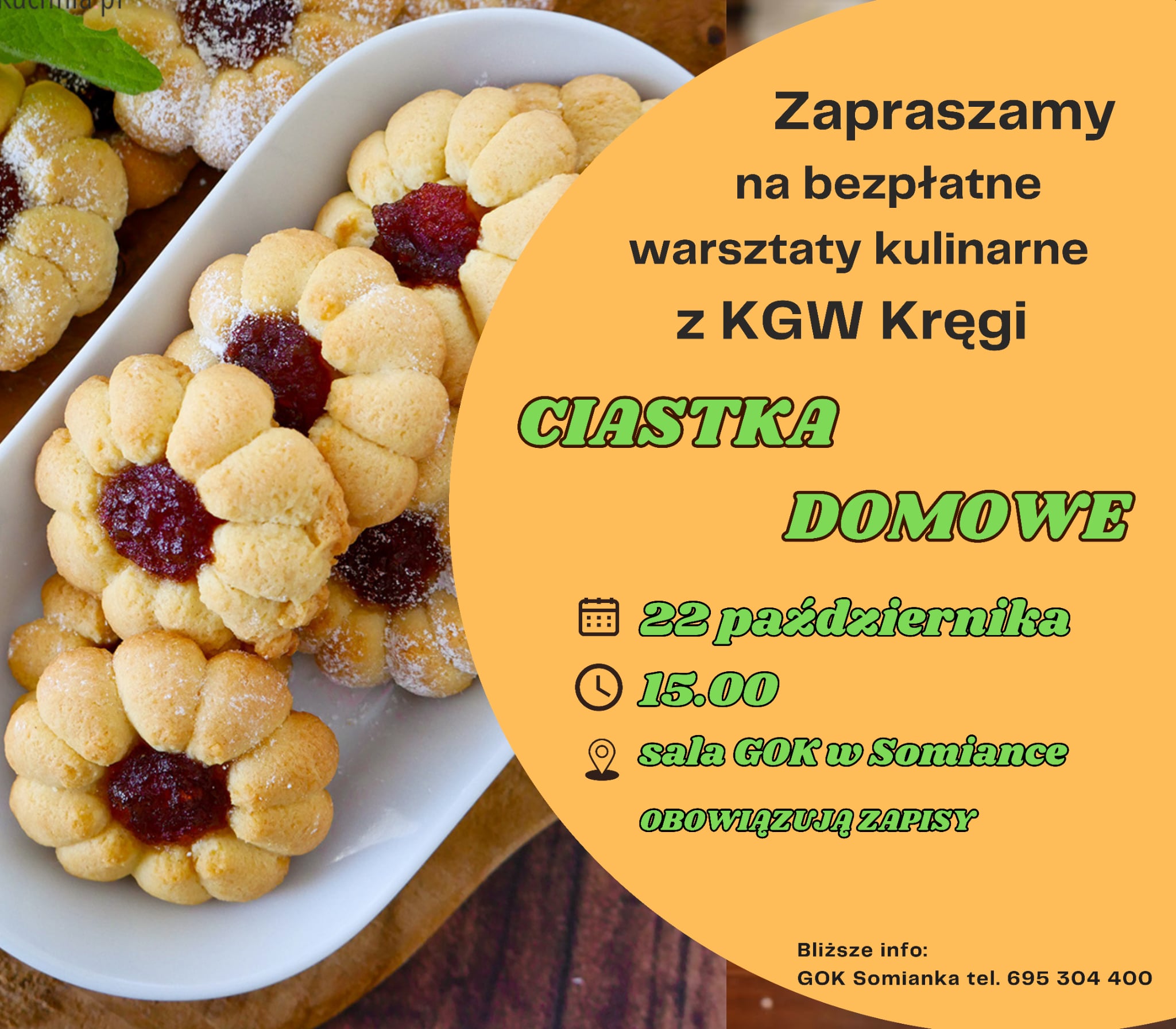 Zapraszamy na Warsztaty Kulinarne przy współpracy z Kołem Gospodyń Wiejskich w Kręgach
